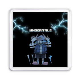 Магнит 55*55 с принтом Undertale. в Екатеринбурге, Пластик | Размер: 65*65 мм; Размер печати: 55*55 мм | 3d | hp | pixel | sans | undertale | абстракция | андертейл | геометрия | гроза | игра | кости | молния | надпись | пиксель | пикселя | подземная история | текстура