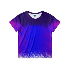 Детская футболка 3D с принтом фиолетовые разводы в Екатеринбурге, 100% гипоаллергенный полиэфир | прямой крой, круглый вырез горловины, длина до линии бедер, чуть спущенное плечо, ткань немного тянется | Тематика изображения на принте: 