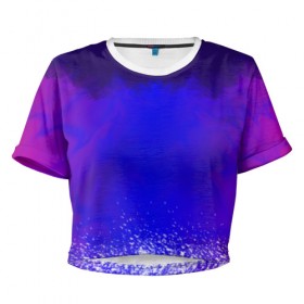 Женская футболка Cropp-top с принтом фиолетовые разводы в Екатеринбурге, 100% полиэстер | круглая горловина, длина футболки до линии талии, рукава с отворотами | Тематика изображения на принте: 