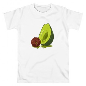 Мужская футболка хлопок с принтом Avocado R.I.P. в Екатеринбурге, 100% хлопок | прямой крой, круглый вырез горловины, длина до линии бедер, слегка спущенное плечо. | авокадо | арт | веган | вегетарианец | вкусняшка | еда | жиры | зеленый | зож | косточка | милый | овощи | пп | фрукты | юмор