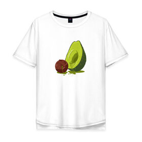Мужская футболка хлопок Oversize с принтом Avocado R.I.P. в Екатеринбурге, 100% хлопок | свободный крой, круглый ворот, “спинка” длиннее передней части | авокадо | арт | веган | вегетарианец | вкусняшка | еда | жиры | зеленый | зож | косточка | милый | овощи | пп | фрукты | юмор