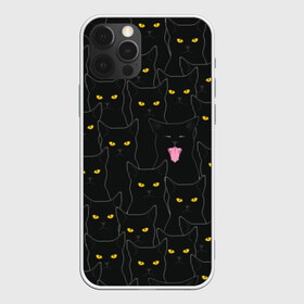 Чехол для iPhone 12 Pro Max с принтом Чёрные коты в Екатеринбурге, Силикон |  | black | cat | eyes | halloween | kitten | look | magic | muzzle | mysticism | witch | witchcraft | yellow | ведьма | взгляд | глаза | желтый | колдовство | кот | котёнок | котик | кошачья | магия | мистика | хэллоуин | черный