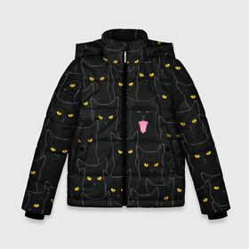 Зимняя куртка для мальчиков 3D с принтом Чёрные коты в Екатеринбурге, ткань верха — 100% полиэстер; подклад — 100% полиэстер, утеплитель — 100% полиэстер | длина ниже бедра, удлиненная спинка, воротник стойка и отстегивающийся капюшон. Есть боковые карманы с листочкой на кнопках, утяжки по низу изделия и внутренний карман на молнии. 

Предусмотрены светоотражающий принт на спинке, радужный светоотражающий элемент на пуллере молнии и на резинке для утяжки | black | cat | eyes | halloween | kitten | look | magic | muzzle | mysticism | witch | witchcraft | yellow | ведьма | взгляд | глаза | желтый | колдовство | кот | котёнок | котик | кошачья | магия | мистика | хэллоуин | черный