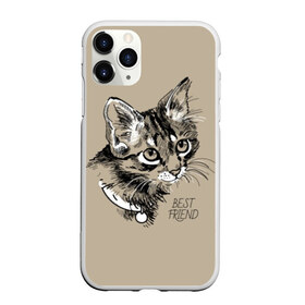 Чехол для iPhone 11 Pro Max матовый с принтом Best friend в Екатеринбурге, Силикон |  | attractive face | cat | collar | cute | drawing | funny | kitten | mustache | touching | забавный | кот | котёнок | милый | ошейник | рисунок | трогательный | усы