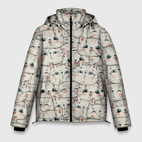 Мужская зимняя куртка 3D с принтом Забавные котики в Екатеринбурге, верх — 100% полиэстер; подкладка — 100% полиэстер; утеплитель — 100% полиэстер | длина ниже бедра, свободный силуэт Оверсайз. Есть воротник-стойка, отстегивающийся капюшон и ветрозащитная планка. 

Боковые карманы с листочкой на кнопках и внутренний карман на молнии. | Тематика изображения на принте: anime | cat | cute | funny | kitten | анимэ | забавный | кот | котёнок | котик | котэ | кошка | милый | прикольный
