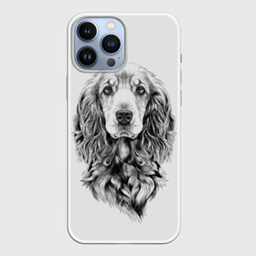 Чехол для iPhone 13 Pro Max с принтом Кокер спаниель в Екатеринбурге,  |  | animal | black | breed | cocker spaniel | cool | dog | eyes | interesting | look | muzzle | white | wool | белый | взгляд | глаза | животное | интересный | кокер спаниель | пёс | порода | прикольный | псина | собака | собакен | черный | шерсть