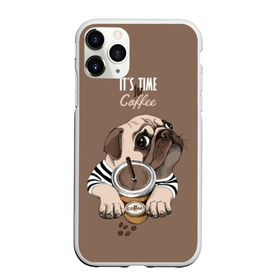 Чехол для iPhone 11 Pro матовый с принтом It`s time for coffee в Екатеринбурге, Силикон |  | attractive face | breed | chocolate | coffee | cream | cute | dog | glance | motto | paws | pug | slogan | text | взгляд | девиз | кофе | кремовый | лапы | милый | мопс | пёс | порода | слоган | собака | текст | шоколадный