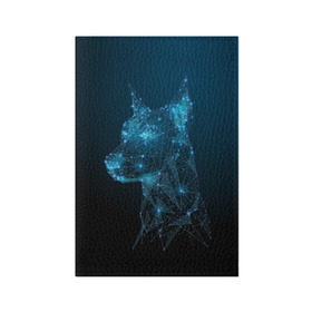 Обложка для паспорта матовая кожа с принтом Доберман в Екатеринбурге, натуральная матовая кожа | размер 19,3 х 13,7 см; прозрачные пластиковые крепления | animal | blue | breed | doberman | dog | geometric | pattern | service | space | stars | геометрический | доберман | животное | звёзды | космос | порода | рисунок | синий | служебный | собака