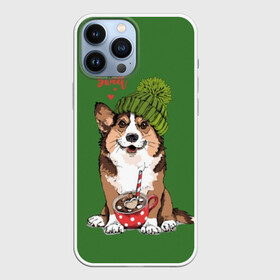 Чехол для iPhone 13 Pro Max с принтом Love is sweet в Екатеринбурге,  |  | animal | breed | brown | corgi | cute | dog | funny | green | hat | heart | slogan | text | white | белый | животное | забавный | зеленый | корги | коричневый | милый | пёс | порода | сердце | слоган | собака | текст | шапка