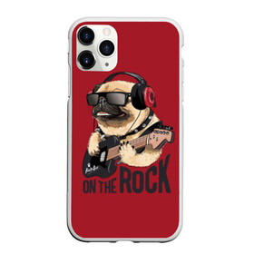 Чехол для iPhone 11 Pro Max матовый с принтом On the rock в Екатеринбурге, Силикон |  | Тематика изображения на принте: animal | black | breed | cool | dog | guitar | headphones | motto | music | pug | red | rock | rock star | slogan | text | гитара | девиз | животное | красный | крутой | мопс | музыка | наушники | очки | порода | рок | рок звезда | слоган | соба