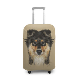 Чехол для чемодана 3D с принтом Sheltie в Екатеринбурге, 86% полиэфир, 14% спандекс | двустороннее нанесение принта, прорези для ручек и колес | animal | black | breed | brown | cute | dog | drawing | eyes | kind | look | muzzle | portrait | red | взгляд | глаза | добрый | животное | коричневый | милый | пёс | порода | портрет | рисунок | рыжий | собака | черный | шелти