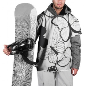 Накидка на куртку 3D с принтом Бабочки (Black-White). в Екатеринбурге, 100% полиэстер |  | 3d | black white | tekstura | бабочки | текстура | узор | черно белий