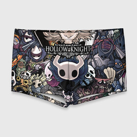 Мужские купальные плавки 3D с принтом Hollow Knight в Екатеринбурге, Полиэстер 85%, Спандекс 15% |  | Тематика изображения на принте: hallownest | hollow knight | the knight | игры | компьютерная игра | реймер | рыцарь