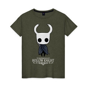 Женская футболка хлопок с принтом Hollow Knight в Екатеринбурге, 100% хлопок | прямой крой, круглый вырез горловины, длина до линии бедер, слегка спущенное плечо | hallownest | hollow knight | the knight | игры | компьютерная игра | реймер | рыцарь
