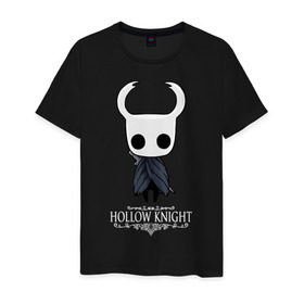 Мужская футболка хлопок с принтом Hollow Knight в Екатеринбурге, 100% хлопок | прямой крой, круглый вырез горловины, длина до линии бедер, слегка спущенное плечо. | Тематика изображения на принте: hallownest | hollow knight | the knight | игры | компьютерная игра | реймер | рыцарь