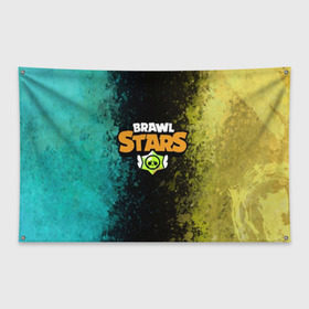 Флаг-баннер с принтом Brawl Stars в Екатеринбурге, 100% полиэстер | размер 67 х 109 см, плотность ткани — 95 г/м2; по краям флага есть четыре люверса для крепления | 3d | brawl stars | moba | бравл старс | жанр | игра | краска | лого | логотип | надпись | пятна | разводы | текстура