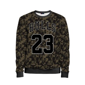 Детский свитшот 3D с принтом Chicago Bulls 23 Camo в Екатеринбурге, 100% полиэстер | свободная посадка, прямой крой, мягкая тканевая резинка на рукавах и понизу свитшота | bulls | camo | chicago | chicago bulls | nba | баскетбол | буллз | камуфляж | нба | спорт | хаки | чикаго | чикаго буллз