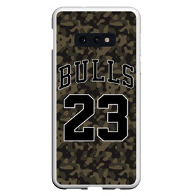 Чехол для Samsung S10E с принтом Chicago Bulls 23 Camo в Екатеринбурге, Силикон | Область печати: задняя сторона чехла, без боковых панелей | bulls | camo | chicago | chicago bulls | nba | баскетбол | буллз | камуфляж | нба | спорт | хаки | чикаго | чикаго буллз