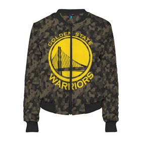 Женский бомбер 3D с принтом Golden State Warriors camo в Екатеринбурге, 100% полиэстер | застегивается на молнию, по бокам два кармана без застежек, мягкие манжеты, по низу бомбера и на воротнике — эластичная резинка | golden state | golden state warriors | nba | warriors | баскетбол | голден стэйт | голден стэйт уорриорз | камуфляж | нба | спорт | уорриорз camo | хаки