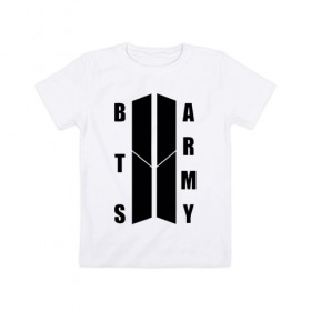 Детская футболка хлопок с принтом BTS (Black). в Екатеринбурге, 100% хлопок | круглый вырез горловины, полуприлегающий силуэт, длина до линии бедер | 