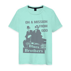 Мужская футболка хлопок с принтом Братья Блюз в Екатеринбурге, 100% хлопок | прямой крой, круглый вырез горловины, длина до линии бедер, слегка спущенное плечо. | американский. комедийный. киномюзикл
