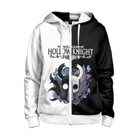 Детская толстовка 3D на молнии с принтом Hollow Knight (Black & White) в Екатеринбурге, 100% полиэстер |  манжеты и пояс оформлены широкой мягкой резинкой, двухслойный капюшон со шнурком для регулировки, спереди карманы и застежка-молния
 | game | hollow knight | hollow knight godmaster | hollow knight map | hollow knight ps4 | silksong | белый | зот могучий | игра | карта | королевство | метроидвания | полый король | приключения букашек | халлоунест | холлоу кнайт | черный