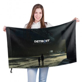 Флаг 3D с принтом DETROIT:BECOME HUMAN в Екатеринбурге, 100% полиэстер | плотность ткани — 95 г/м2, размер — 67 х 109 см. Принт наносится с одной стороны | 