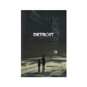 Обложка для паспорта матовая кожа с принтом DETROIT:BECOME HUMAN в Екатеринбурге, натуральная матовая кожа | размер 19,3 х 13,7 см; прозрачные пластиковые крепления | 