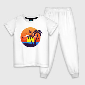Детская пижама хлопок с принтом Пляжный закат в Екатеринбурге, 100% хлопок |  брюки и футболка прямого кроя, без карманов, на брюках мягкая резинка на поясе и по низу штанин
 | 