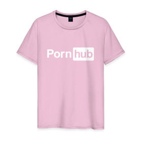 Мужская футболка хлопок с принтом PornHub в Екатеринбурге, 100% хлопок | прямой крой, круглый вырез горловины, длина до линии бедер, слегка спущенное плечо. | brazzers | браззерс