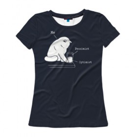 Женская футболка 3D с принтом Кот хулиган в Екатеринбурге, 100% полиэфир ( синтетическое хлопкоподобное полотно) | прямой крой, круглый вырез горловины, длина до линии бедер | волосатый | вредный | киса | кот | котей | кошка | мем | оптимист | пессимист | полосатый | разбил | хулиган | шерстяной
