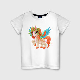 Детская футболка хлопок с принтом Принцесса единорог в Екатеринбурге, 100% хлопок | круглый вырез горловины, полуприлегающий силуэт, длина до линии бедер | pony | грива | девочка | единорог | конь | копыта | красивая | лошадка | лошадь | милая | пони | природа закат | радуга