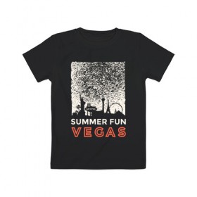 Детская футболка хлопок с принтом Лето Вегас в Екатеринбурге, 100% хлопок | круглый вырез горловины, полуприлегающий силуэт, длина до линии бедер | америка | вегас | лас вегас | летние | лето | надпись | сша | туризм | турист