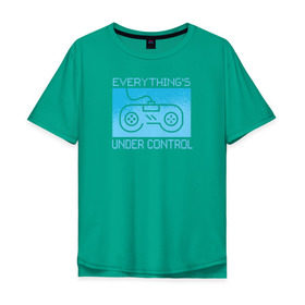 Мужская футболка хлопок Oversize с принтом Джойстик в Екатеринбурге, 100% хлопок | свободный крой, круглый ворот, “спинка” длиннее передней части | Тематика изображения на принте: джойстик | игра | игры | надпись | пиксель