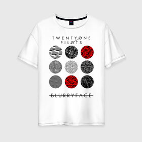 Женская футболка хлопок Oversize с принтом TWENTY ONE PILOTS (TOP) в Екатеринбурге, 100% хлопок | свободный крой, круглый ворот, спущенный рукав, длина до линии бедер
 | 21 pilots | 21p | bandito | blurryface | chlorine | joshua | music | ned | rock | top | trench | twenty one pilots | tyler | бандито | группа | музыка | нэд | рок | тренч