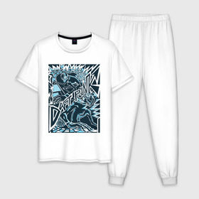 Мужская пижама хлопок с принтом Daft Punk в Екатеринбурге, 100% хлопок | брюки и футболка прямого кроя, без карманов, на брюках мягкая резинка на поясе и по низу штанин
 | бангальтер | ги мануэль де | дуэт | музыкальный | омем кристо | тома | французский | электронный
