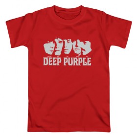 Мужская футболка хлопок с принтом Deep Purple в Екатеринбурге, 100% хлопок | прямой крой, круглый вырез горловины, длина до линии бедер, слегка спущенное плечо. | британская | джон лорд | иэн пейс | крис кёртис | ричи блэкмор | рок группа | хард рок