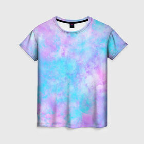 Женская футболка 3D с принтом Мрамор Tie Dye в Екатеринбурге, 100% полиэфир ( синтетическое хлопкоподобное полотно) | прямой крой, круглый вырез горловины, длина до линии бедер | tie dye | летняя футболка | розовый | синий | тай дай | фиолетовый | яркая футболка