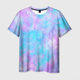Мужская футболка 3D с принтом Мрамор Tie Dye в Екатеринбурге, 100% полиэфир | прямой крой, круглый вырез горловины, длина до линии бедер | Тематика изображения на принте: tie dye | летняя футболка | розовый | синий | тай дай | фиолетовый | яркая футболка