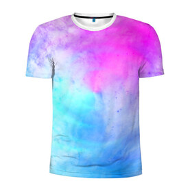 Мужская футболка 3D спортивная с принтом Лето в Екатеринбурге, 100% полиэстер с улучшенными характеристиками | приталенный силуэт, круглая горловина, широкие плечи, сужается к линии бедра | tie dye | tie dye футболка | летняя футболка | розовый | синий | тай дай | тай дай футболка | фиолетовый | яркая футболка