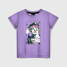 Детская футболка 3D с принтом Kishibe Rohan in Purple в Екатеринбурге, 100% гипоаллергенный полиэфир | прямой крой, круглый вырез горловины, длина до линии бедер, чуть спущенное плечо, ткань немного тянется | diamond is unbreakable | heavens door | jjba | jojo | kishibe | rohan