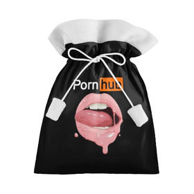 Подарочный 3D мешок с принтом PORN HUB в Екатеринбурге, 100% полиэстер | Размер: 29*39 см | Тематика изображения на принте: губы | логотип | пошлое