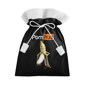 Подарочный 3D мешок с принтом PORN HUB в Екатеринбурге, 100% полиэстер | Размер: 29*39 см | Тематика изображения на принте: банан | логотип | пошлое
