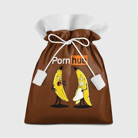 Подарочный 3D мешок с принтом PORN HUB в Екатеринбурге, 100% полиэстер | Размер: 29*39 см | Тематика изображения на принте: бананы | логотип | пошлое