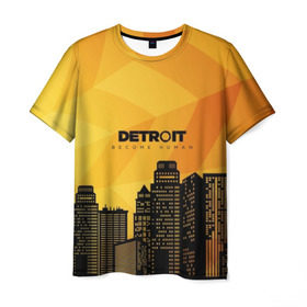 Мужская футболка 3D с принтом DETROIT в Екатеринбурге, 100% полиэфир | прямой крой, круглый вырез горловины, длина до линии бедер | 3d | detroit | абстракция | город | детроит | дома | игра | квест | лого | логотип | надпись | приключения | стратегия | франция | эмблема