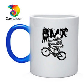 Кружка хамелеон с принтом BMX в Екатеринбурге, керамика | меняет цвет при нагревании, емкость 330 мл | bike | bmx | bones | extreme | skeleton | skull | sport | велосипед | скелет | спорт | череп | экстрим