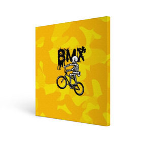 Холст квадратный с принтом BMX в Екатеринбурге, 100% ПВХ |  | bike | bmx | bones | extreme | skeleton | skull | sport | велосипед | скелет | спорт | череп | экстрим