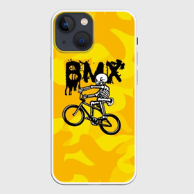 Чехол для iPhone 13 mini с принтом BMX в Екатеринбурге,  |  | bike | bmx | bones | extreme | skeleton | skull | sport | велосипед | скелет | спорт | череп | экстрим