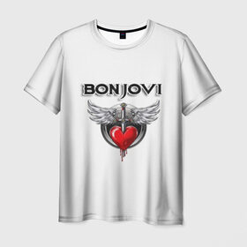 Мужская футболка 3D с принтом Bon Jovi в Екатеринбурге, 100% полиэфир | прямой крой, круглый вырез горловины, длина до линии бедер | bon jovi | бон джови | музыка | музыкальная группа | песни | рок | рок группа | рокгруппа