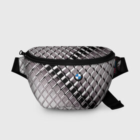Поясная сумка 3D с принтом BMW в Екатеринбурге, 100% полиэстер | плотная ткань, ремень с регулируемой длиной, внутри несколько карманов для мелочей, основное отделение и карман с обратной стороны сумки застегиваются на молнию | bmw | metal | pattern | prestige | бмв | металл | престиж | узор